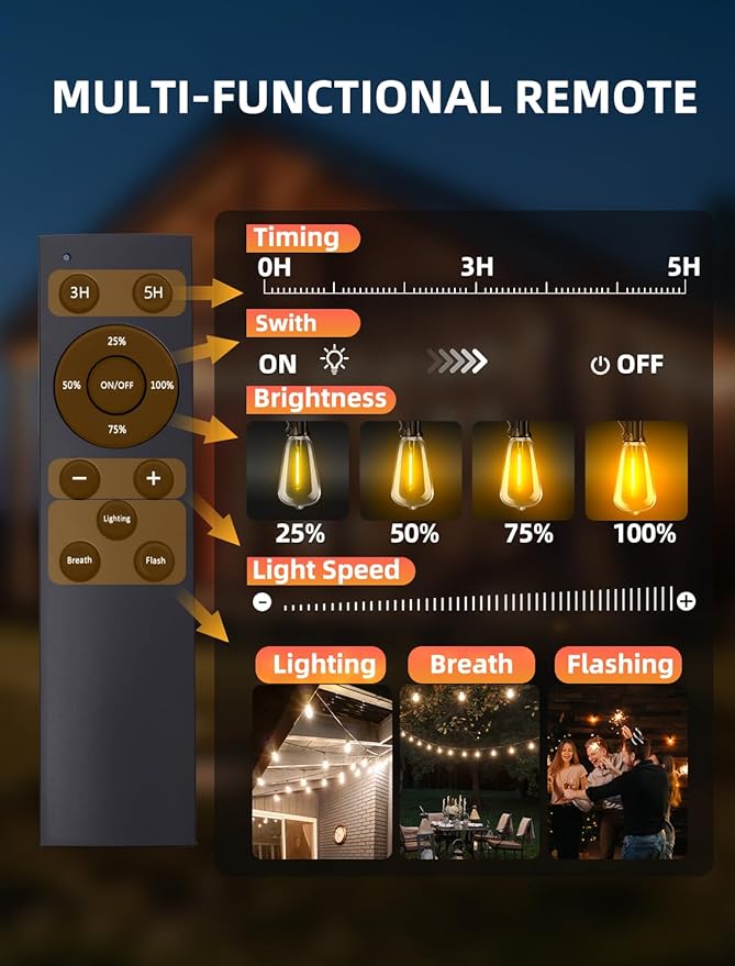 Outdoor Patio String Lights: 100Ft 30M Outside Waterproof Light - Image 6