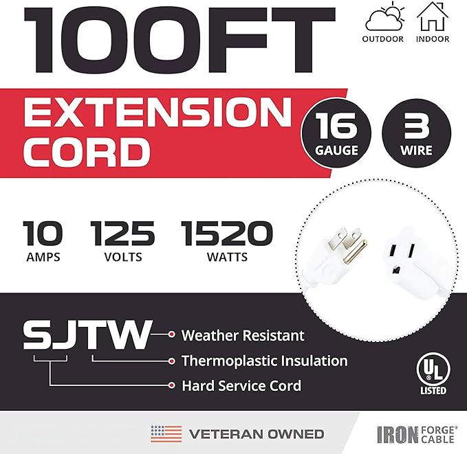 Iron Forge Cable Weatherproof 100 Ft Outdoor Extension Cord - Image 2