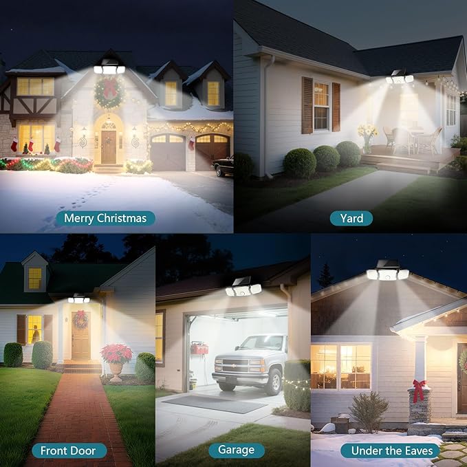 Solar Flood Lights Outdoor- 2800LM 200LED Solar Motion Sensor Lights, 3 Heads & - Image 8