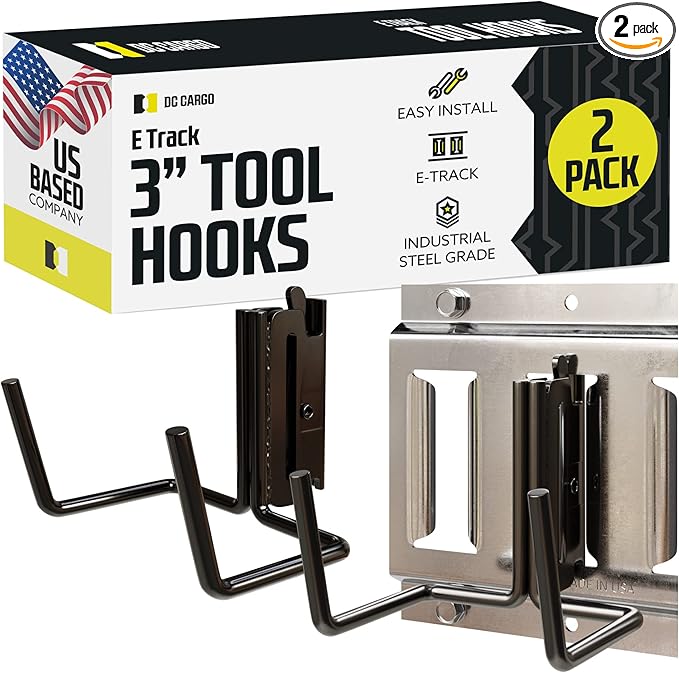 DC Cargo Mall Dual Arm Tool Hook Hanger E Track Accessories 3" Deep by DCCargo