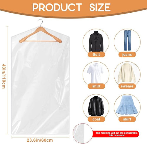 90 PCS Dry Cleaner Bags Plastic Clear 43 Inches, Garment Bags - Image 2