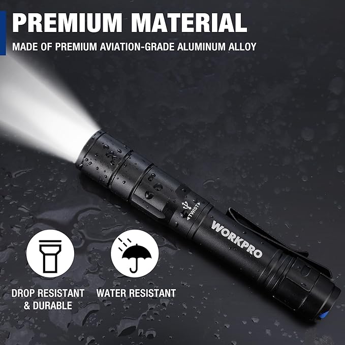 WORKPRO Rechargeable Pen Light, Mini Flashlight, 2 Pack Ultra-Compact EDC - Image 6