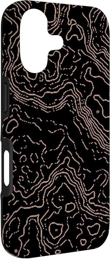 Topography Black & Brown Abstract Pattern Topographic Map Case - Image 3