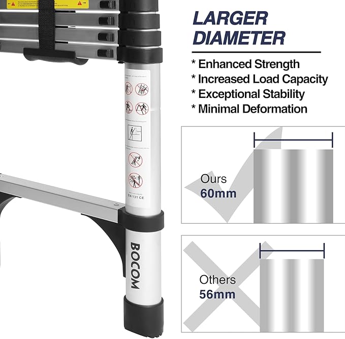 BOCOM 8.5 FT Aluminum Telescoping Ladder, Lightweight Multi-Purpose Collapsible - Image 2