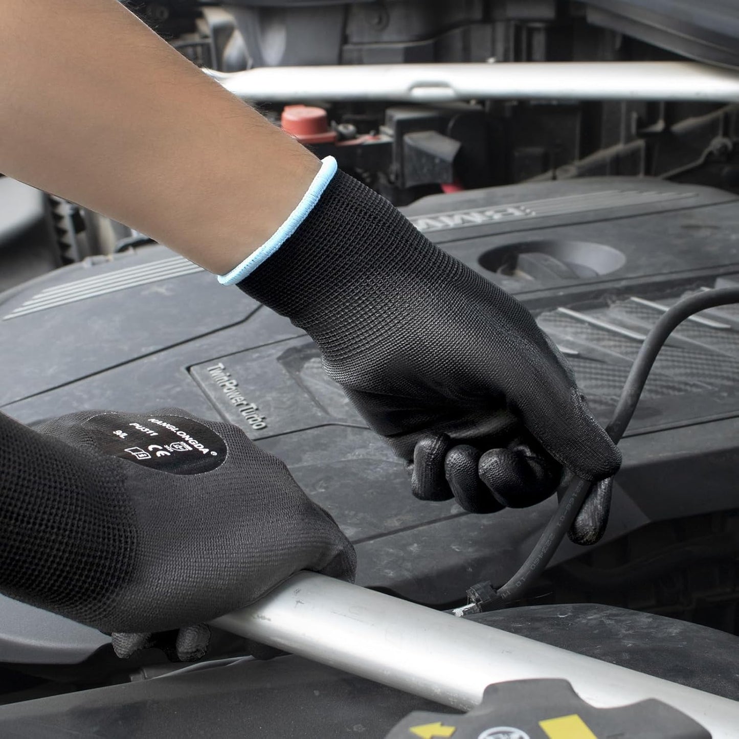 Kebada 60 Pairs Work Gloves Bulk Pack, Mens Work Gloves with Grip, PU Dipped Gloves for Warehouse, Construction, Gardening and Mechanics, Black, Small