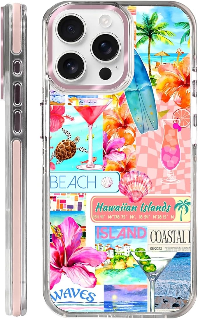 Case for iPhone 15 Pro, Coastal Beach Cover Coquette Collage Phone Case by Toulas