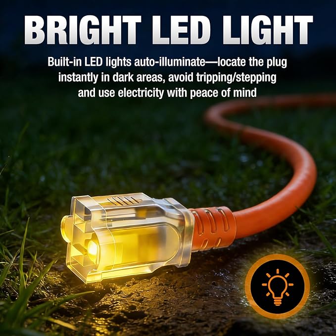 15 FT Outdoor Extension Cord Waterproof, 16/3 Gauge Heavy Duty 3 Prong Power - Image 6
