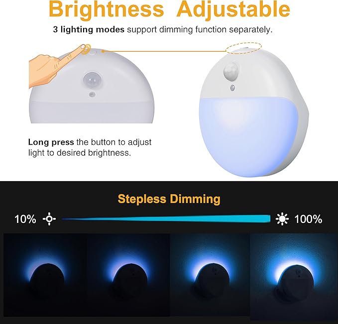 YUNLEX 2 Pack Azure Battery Night Light, Motion Activated Night Light, 2.6" - Image 6