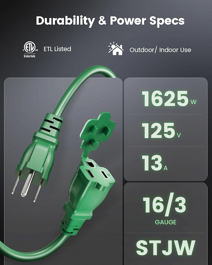 SURAIELEC 2 Pack 25 FT Outdoor Extension Cord - Image 5