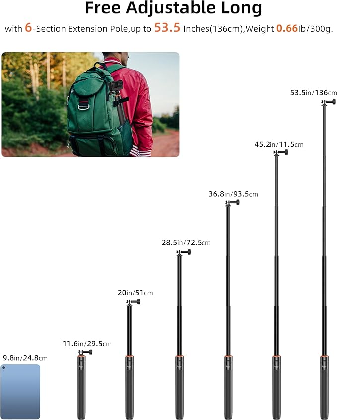 53.5" Osmo Action Selfie Stick Tripod - Image 5