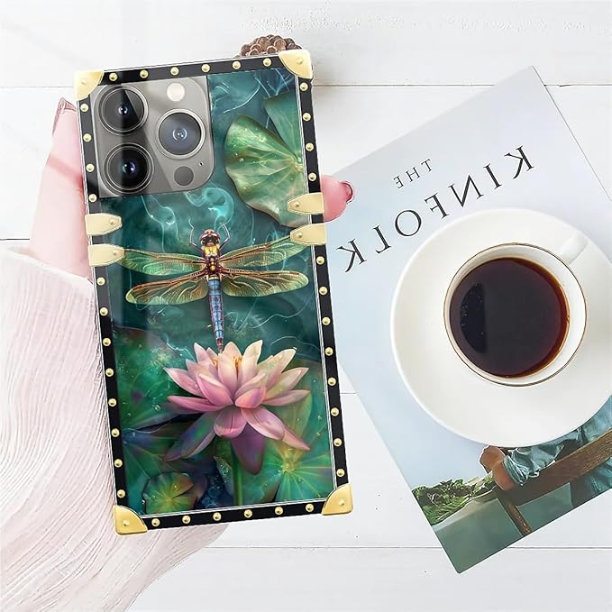 Compatible with iPhone 14 Pro Case, Colourful Dragonfly Pink Lily Pads Luxury - Image 7