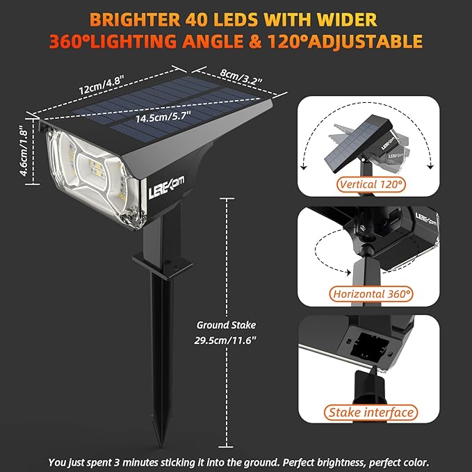 LEREKAM Color Solar Light Outdoor Waterproof Spotlights - Image 8