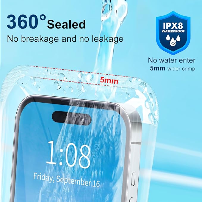 PEDVSTY Waterproof Phone Pouch 2 Pack, IPX8 Waterproof Phone Case - Image 6