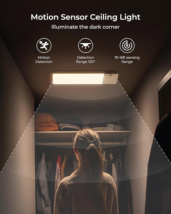 FULEN Rechargeable Motion Sensor Ceiling Light Upgraded, Closet Light - Image 3