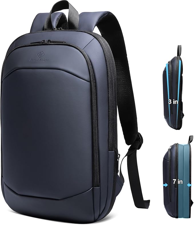 Slim Laptop Backpack for Men, Waterproof Expandable High Tech Business Work by hkbag