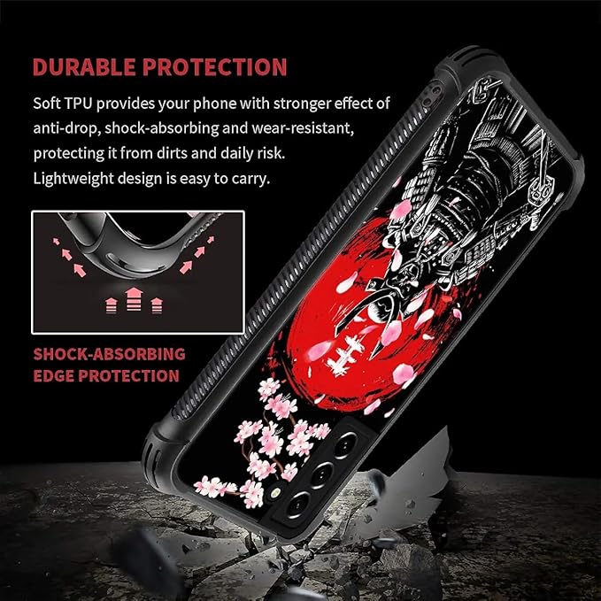 for Samsung Galaxy S21 Case, Sakura Japanese Samurai Pattern Graphic Design - Image 5