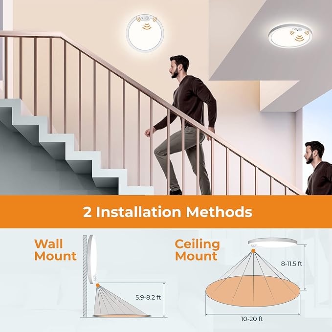 BLNAN Motion Sensor Ceiling Light Wired, 12 Inch 3000K 4000K 5000K Selectable - Image 6