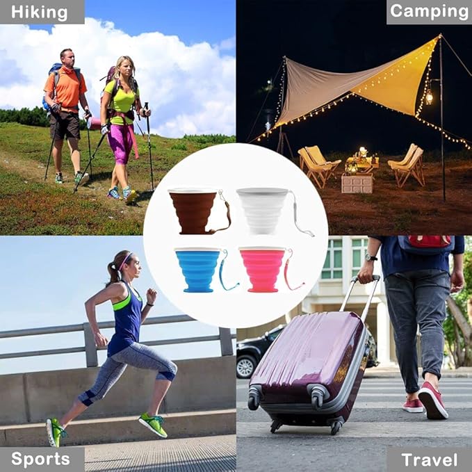 Silicone Collapsible Cups for Camping Travel, Small Portable Backpacking - Image 5