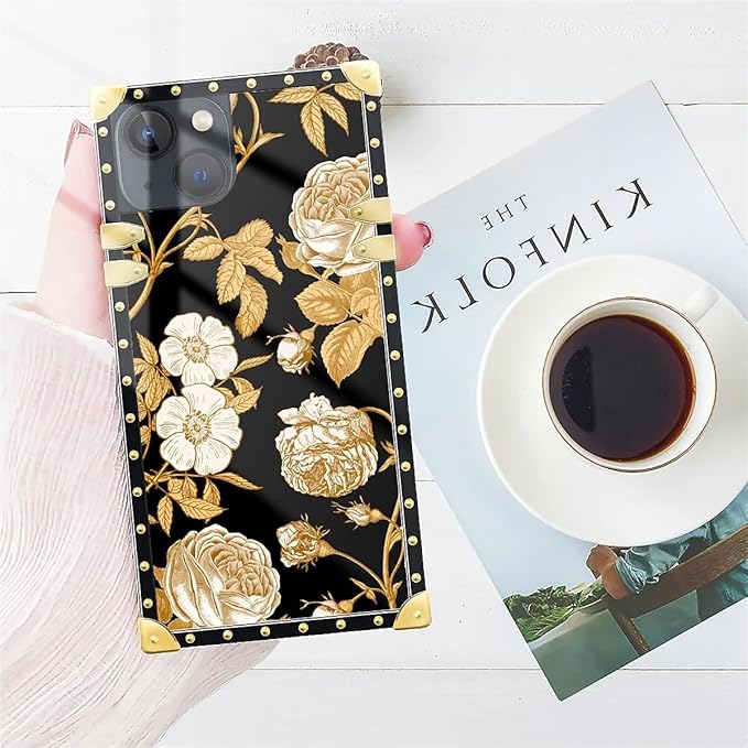 Compatible with iPhone 14 Case, Blooming Rose Golden Flower Luxury Golden - Image 7