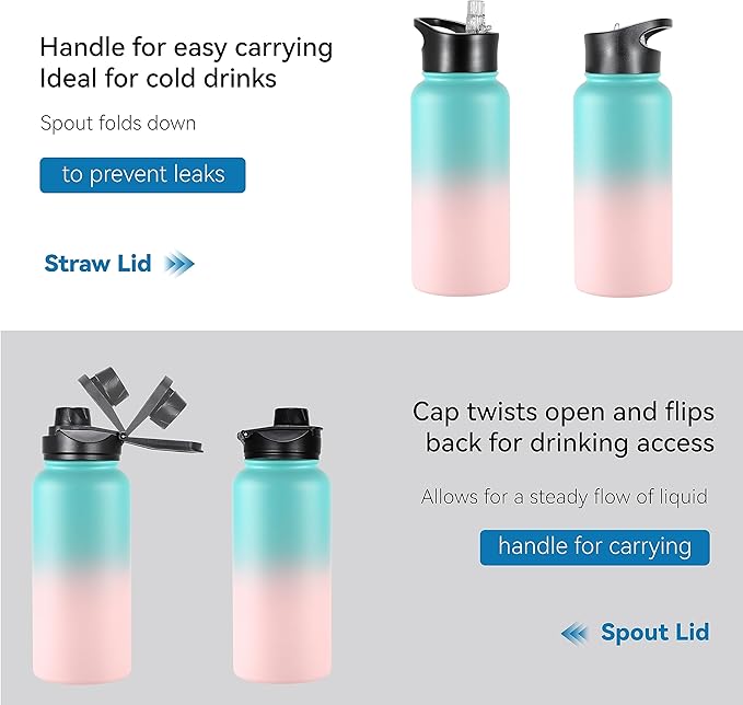 VEGOND 32 oz Insulated Water Bottle Bulk Stainless Steel Metal Water Bottles - Image 5
