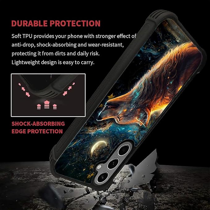for Samsung Galaxy S24 S25 Plus Case, Star Cave Hungry Wolf Pattern Graphic - Image 7
