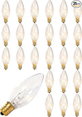 25 Pack Candle Light Bulbs, Crystal Clear Torpedo Tip Candelabra Replacement by Konictom