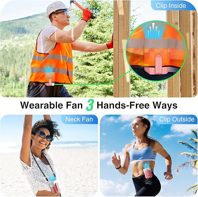 Portable Fan 4000mAh Rechargeable, 4 Speeds 13000RPM Strong Airflow, Personal - Image 4