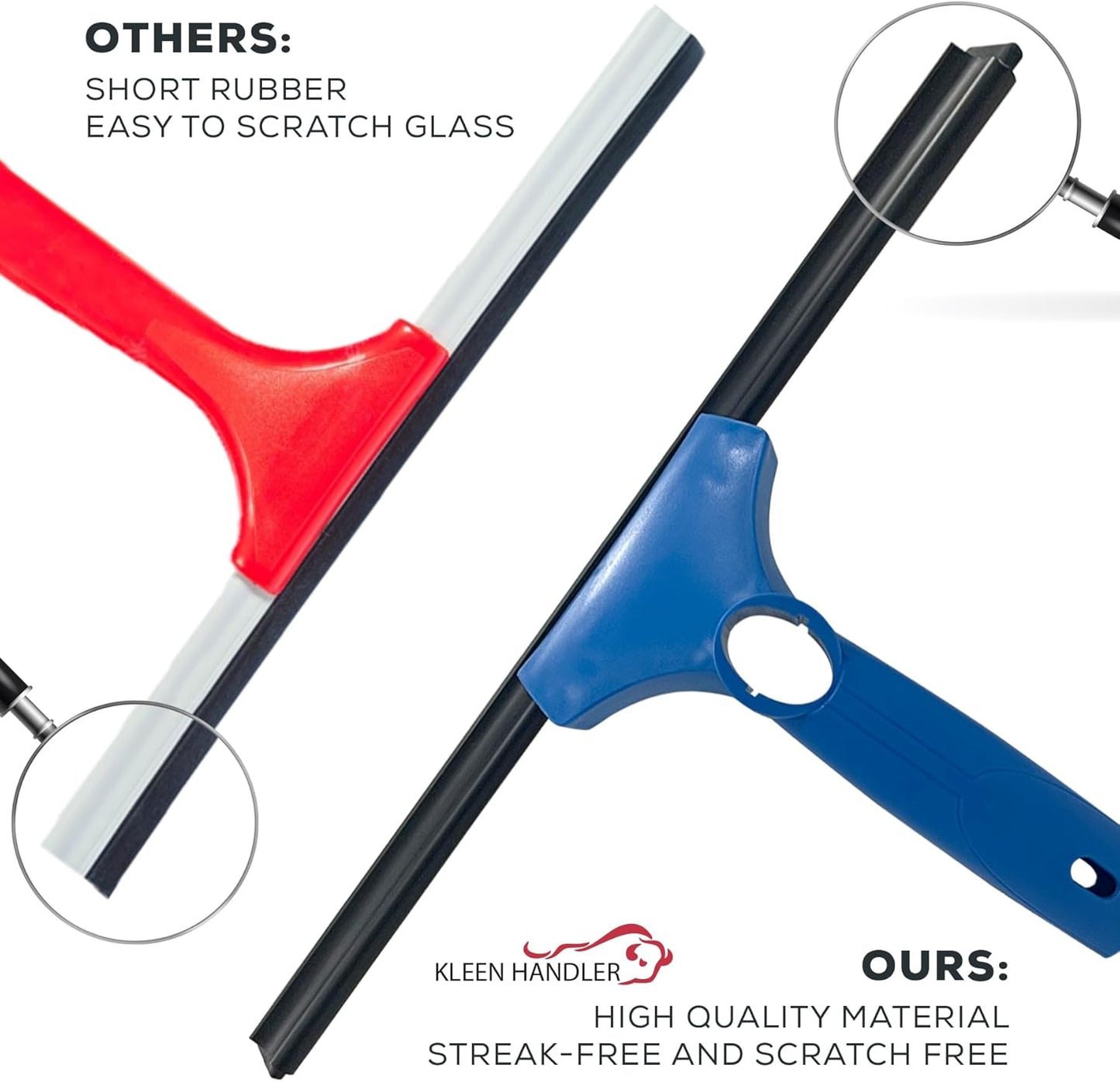 Kleen Handler 14” Window Washing Squeegee Blades, Pack of 10, Replacement Blades for Squeegee Cleaning Tool