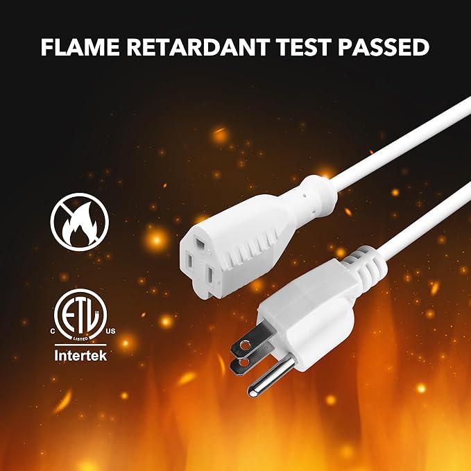 BN-LINK 10ft White Outdoor Extension Cord 16/3 SJTW, Weather Resistant & Flame - Image 6