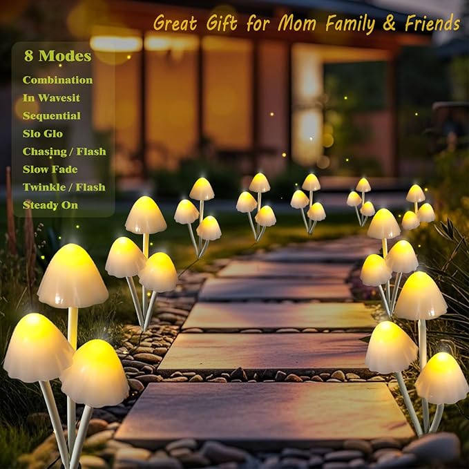 Solar Mushroom Lights for Outside, Unique Mushroom Garden Decor Gifts, Cute - Image 8