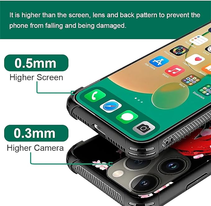 for iPhone 13 Pro Max Case, Sakura Japanese Samurai Pattern Graphic Design Girl - Image 3
