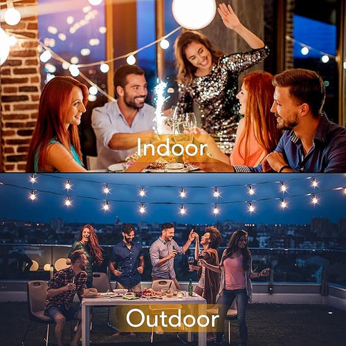60FT Outdoor String Lights Waterproof, Bright 2700K LED Patio Lights String - Image 2