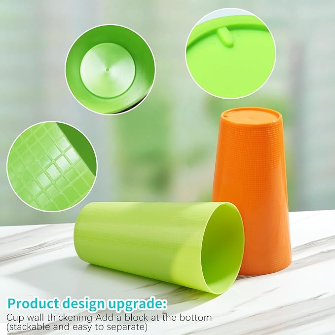 Plastic Cups Large Tumblers 35-ounce Reusable Drinking Glasses set of - Image 5