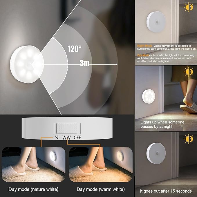 16 LEDs Under Cabinet Lights, 3 Pack Wireless Motion Sensor Rechargeable Light - Image 4