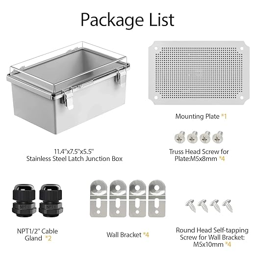 LeMotech Electrical Box, IP67 Waterproof Hinged Clear Cover Stainless Steel - Image 9
