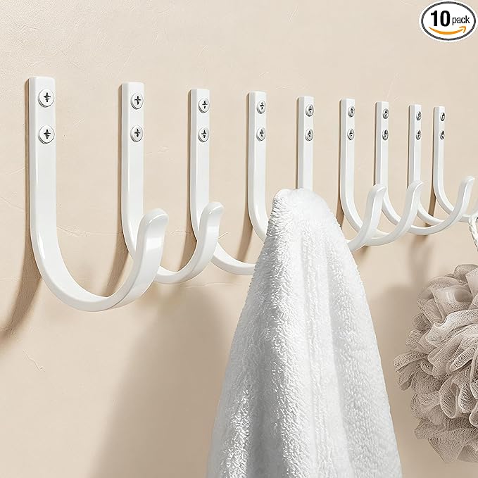 10-Pack Wall Hooks for Towel/Coat - 22LB Heavy Duty Metal Hanger Wall Mount by Josmimic