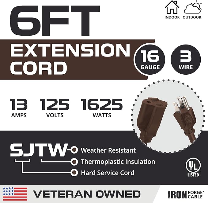 Iron Forge Cable Outdoor Brown Extension Cord 6 ft - Image 2