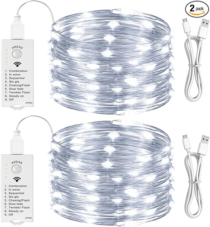 HXWEIYE Rechargeable Fairy Lights Battery Operated, DIY Timer & 8 Modes by LightUpYourHomewHXWEIYE