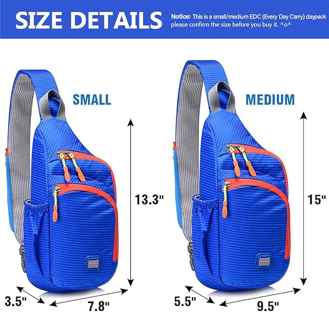 Peicees Small Sling Backpack Waterproof Unisex Shoulder Bag Chest Crossbody - Image 2