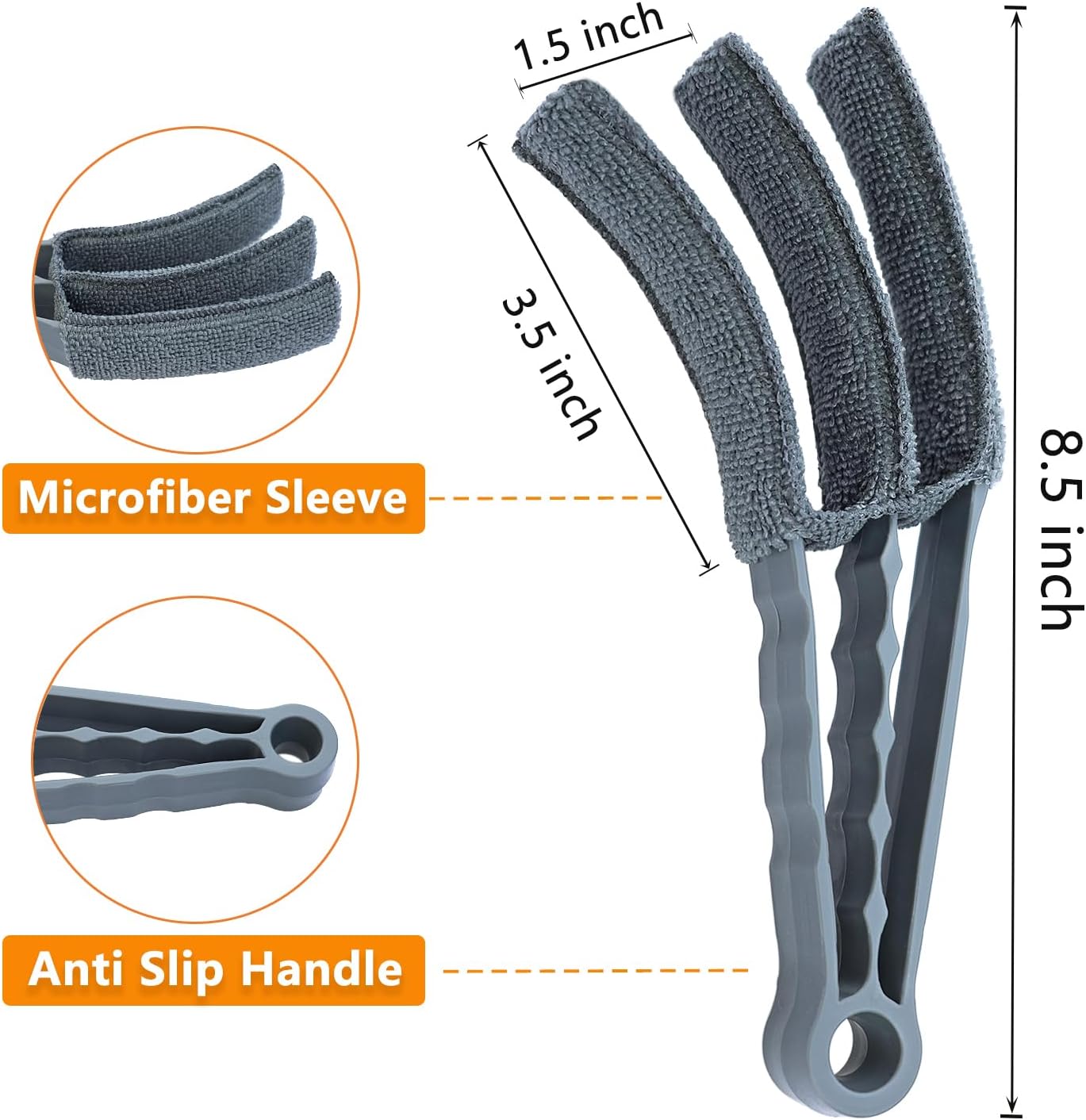 Microfiber Feather Duster, Window Blind Duster Brush, Blind Cleaner Tools for Window Blinds, Air Conditioner Vents, Fans, Car Vents - 1 Brush with 4 Microfiber Sleeves