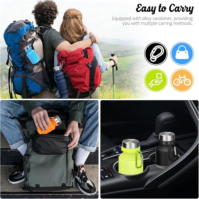 Nefeeko Collapsible Water Bottle, Reuseable BPA Free Silicone Foldable Water - Image 5