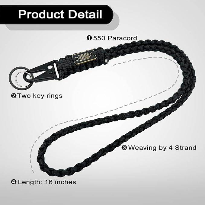 DDOUT Heavy Duty Paracord Lanyard 550 Paracord Braided Keychain - Image 3