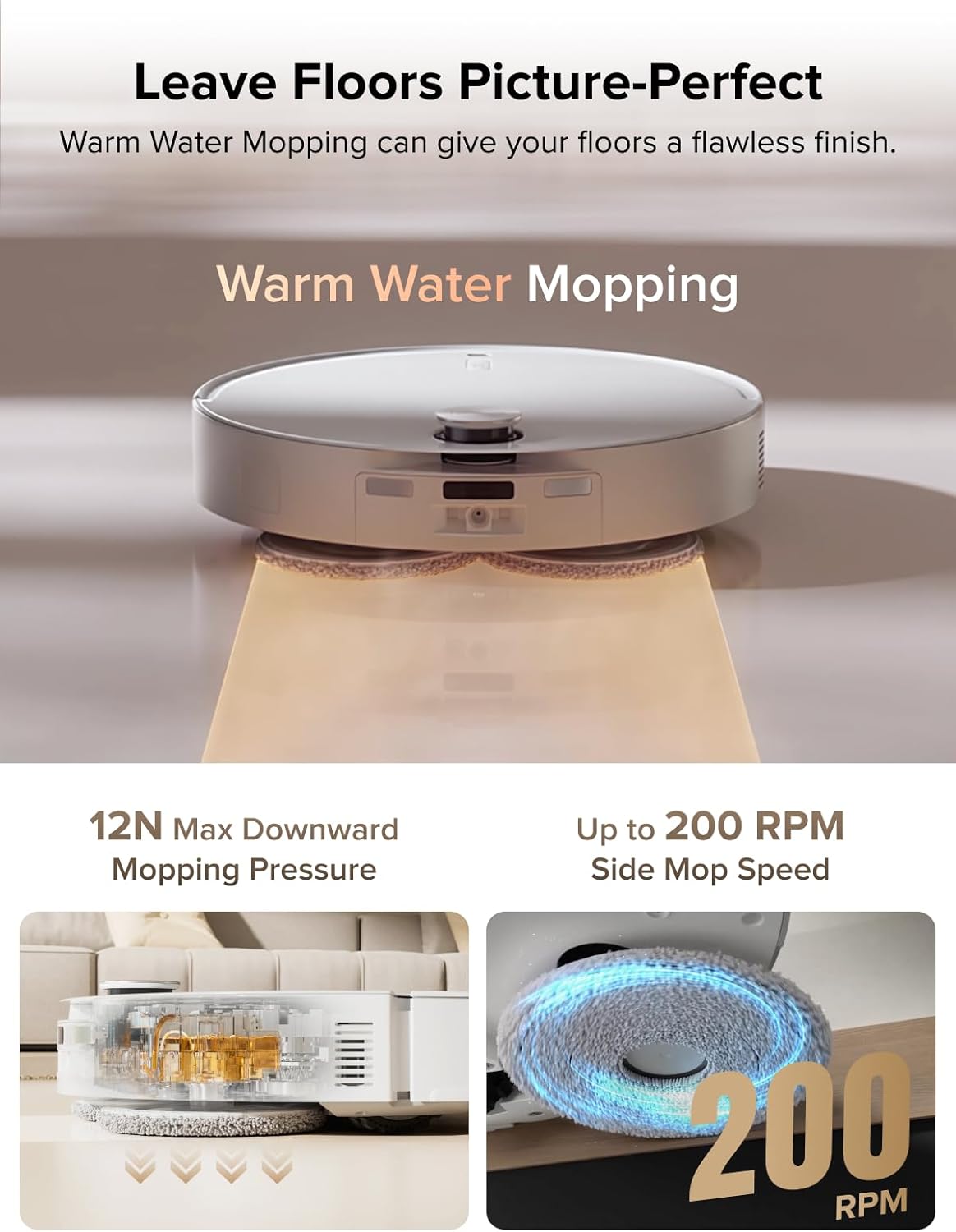 roborock Qrevo CurvX Robot Vacuum and Mop, 22,000Pa Suction, 3.14’’ Ultra Slim, Dual Anti-Tangle System, Reactive AI Obstacle Recognition, AdaptiLift Chassis, Auto Hot Water Mop Washing & Drying