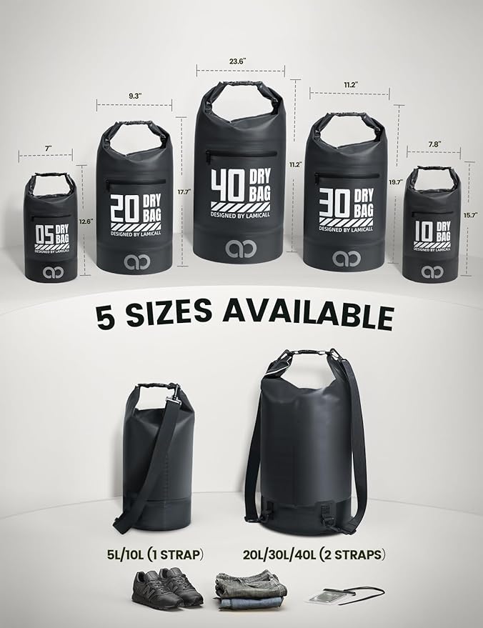Lamicall Dry Bag Waterproof Backpack - 5L/10L/20L/30L/40L Large Water Proof Bag - Image 2