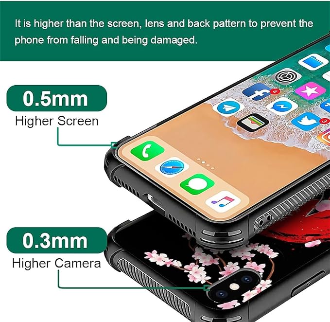 for iPhone X/Xs Case, Sakura Japanese Samurai Pattern Graphic Design Girl Boy - Image 7
