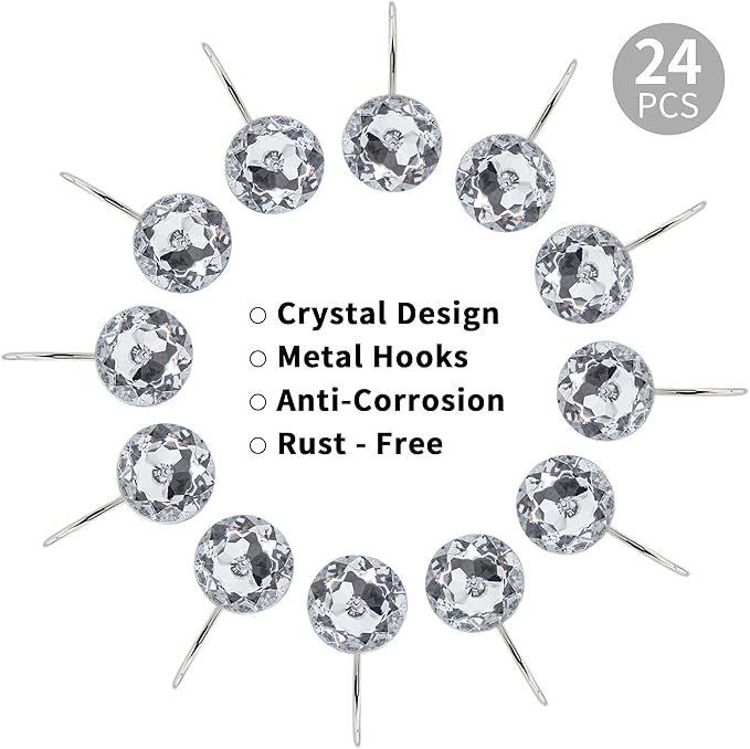 MitoVilla White Clear Shower Curtain Hooks 24 Pcs Set, Metal Shower Hooks - Image 4