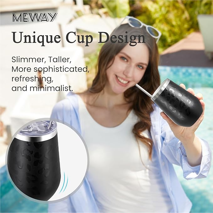 MEWAY 12oz Insulated Wine Tumbler Set of 8 - Image 4