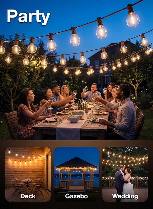 SUNSGNE 25FT Brown Outdoor String Lights, Shatterproof LED Globe String Lights - Image 9