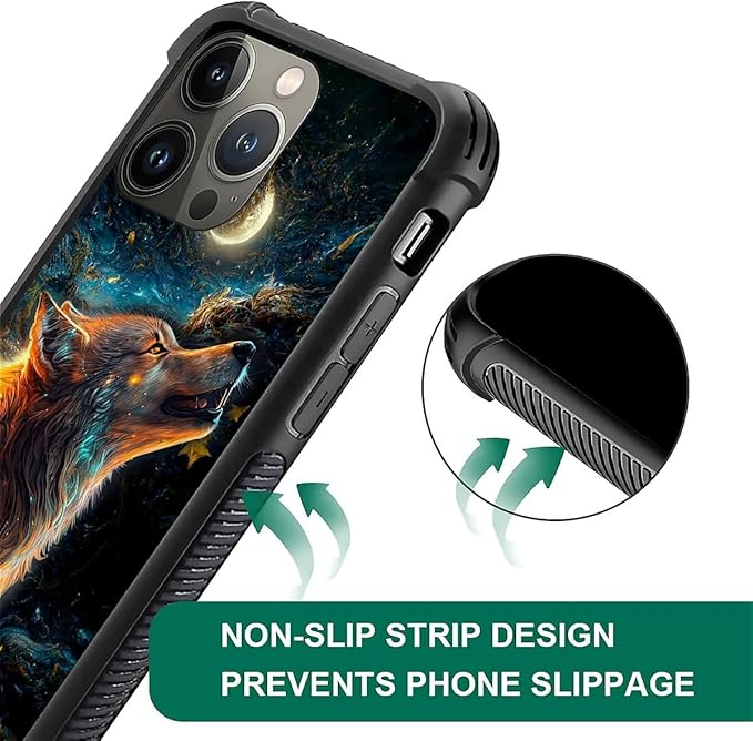 for iPhone 12 Pro Max Case, Star Cave Hungry Wolf Pattern Graphic Design Girl - Image 6