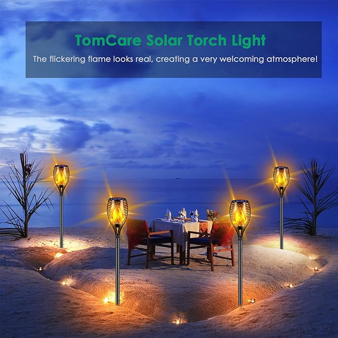 TomCare Solar Lights Outdoor 99 LED Higher & Larger Flickering Flame Solar - Image 6